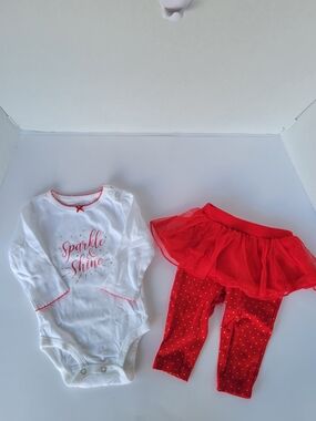 Title: Carter's 6M Christmas Sparkle & Shine Bodysuit with Red Tutu Leggings